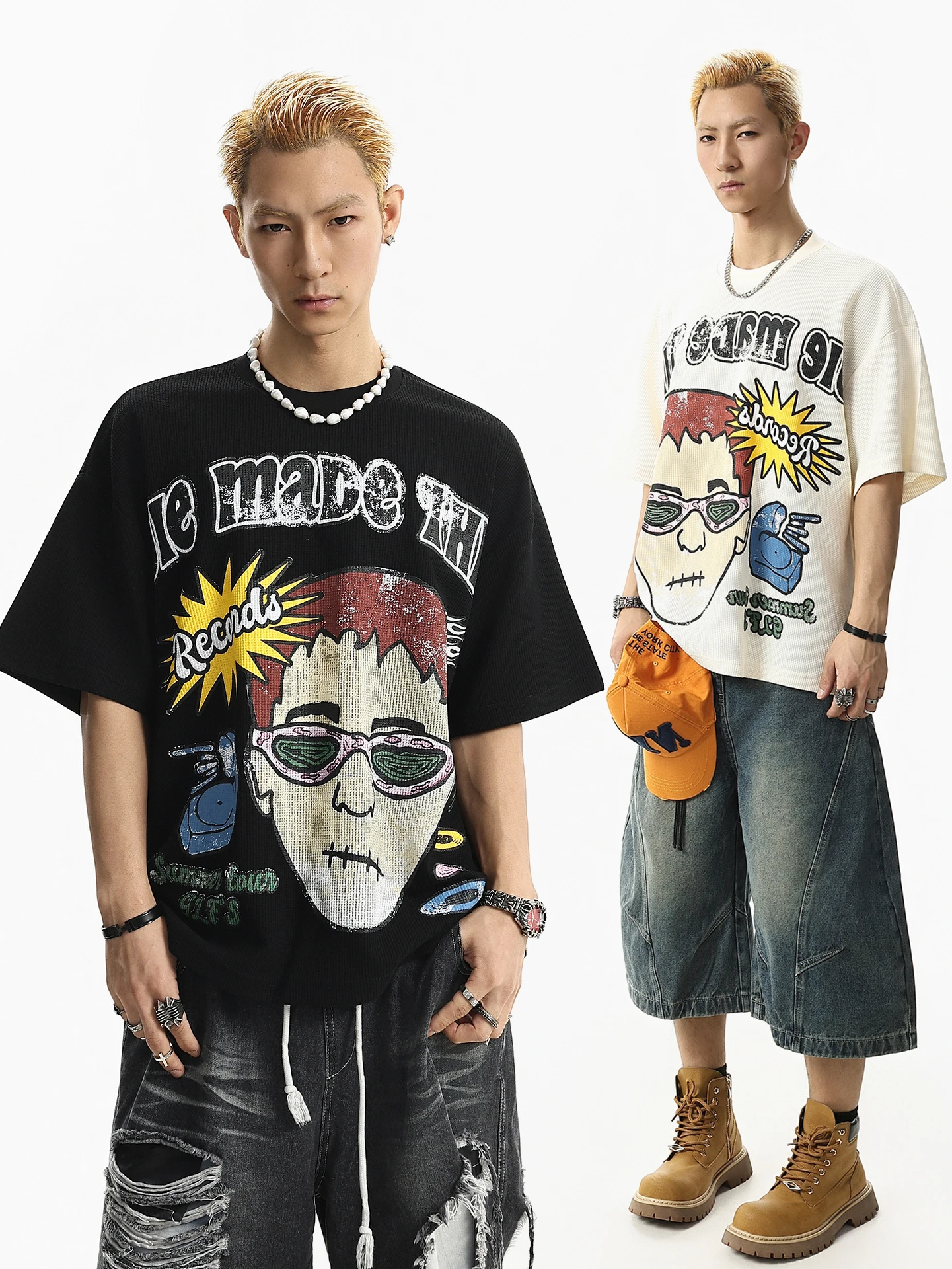 BETEBULE American High Street Cartoon Print Short Sleeve Loose Fit round Neck Men's T-Shirt Summer Vintage Trend Casual Top
BETEBULE American High Street Cartoon Print Short Sleeve Loose Fit round Neck Men's T-Shirt Summer Vintage Trend Casual Top