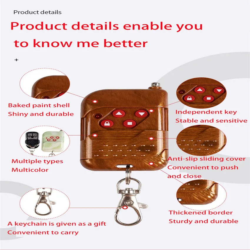 Classic peach wood color 433mhz remote basement door, garage door, sliding door, water pump, copy to copy, remote control key
Classic peach wood color 433mhz remote basement door, garage door, sliding door, water pump, copy to copy, remote control key
