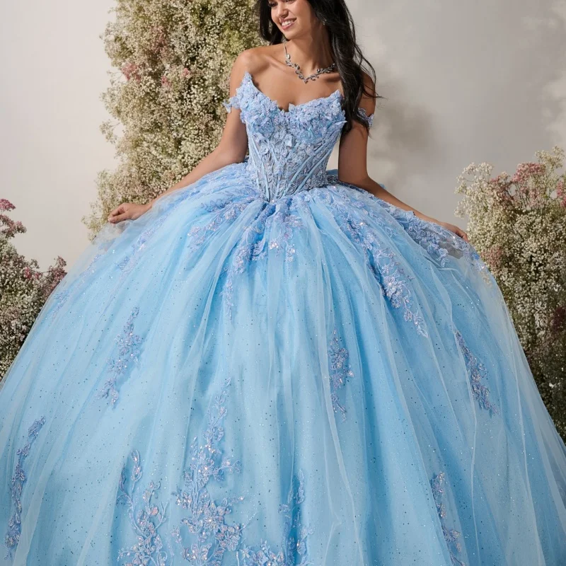 Блестящие небесно-голубые платья Quinceanera по индивидуальному заказу с открытыми плечами, тюлевая аппликация с блестками и кристаллами, 3D цветок, Vestido De 15 Quinceanera
Блестящие небесно-голубые платья Quinceanera по индивидуальному заказу с открытыми плечами, тюлевая аппликация с блестками и кристаллами, 3D цветок, Vestido De 15 Quinceanera