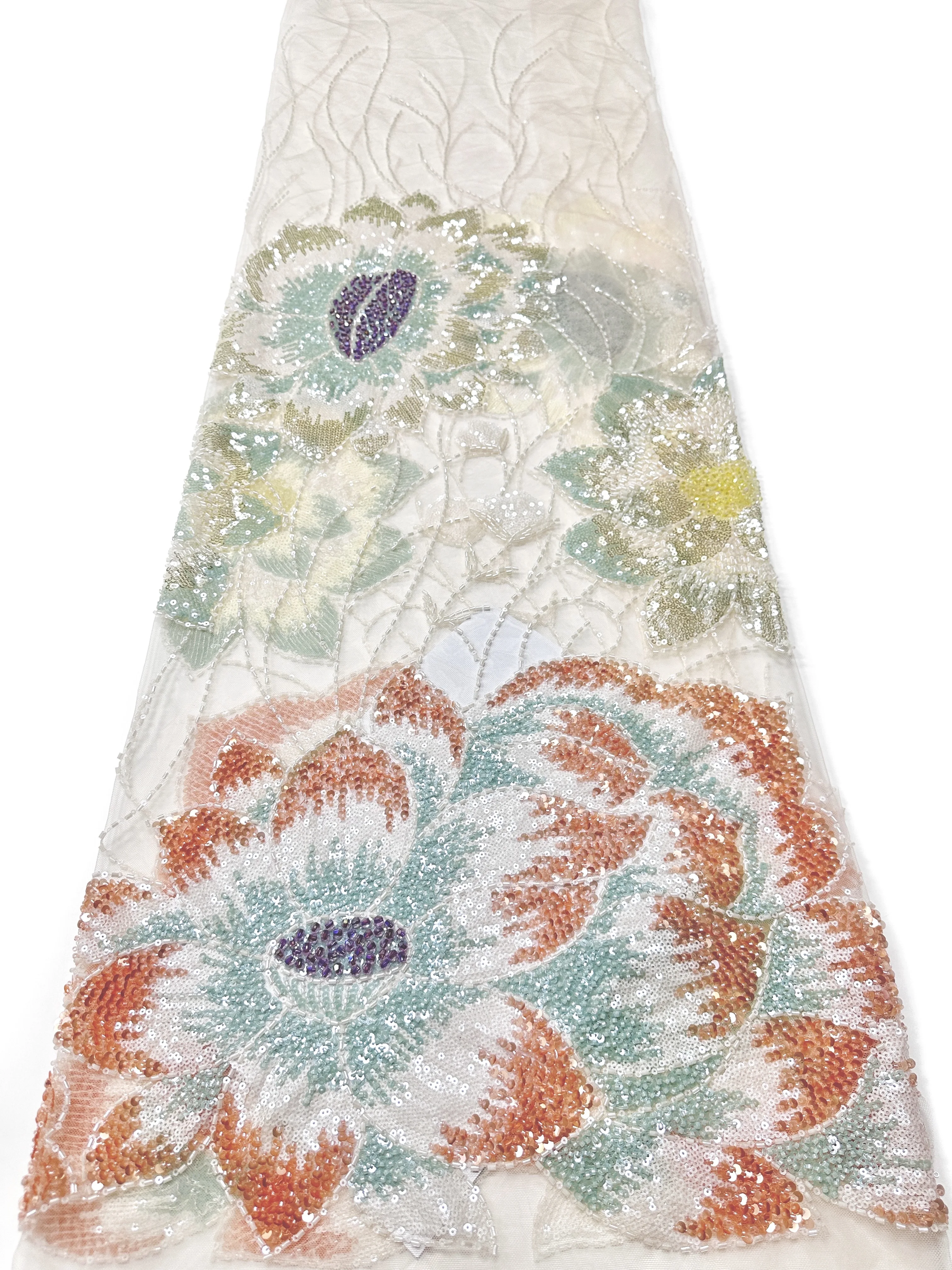 2026 Luxury Handmade Beaded Lace Fabric with Sequins Mesh for Wedding Dress France Elegant
2026 Luxury Handmade Beaded Lace Fabric with Sequins Mesh for Wedding Dress France Elegant