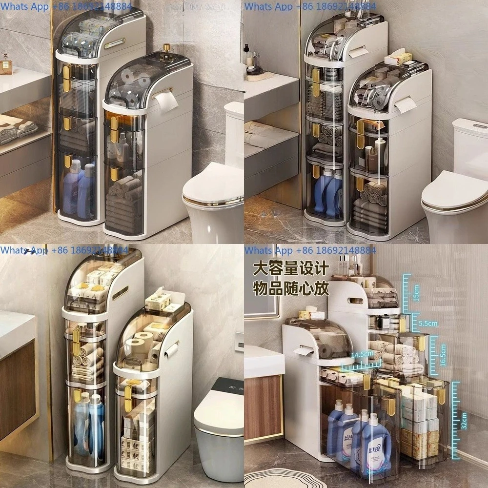 Bathroom Floor Standing Storage Rack for Toilet Gap No Installation Required Plastic Organizer Cabinet
Bathroom Floor Standing Storage Rack for Toilet Gap No Installation Required Plastic Organizer Cabinet