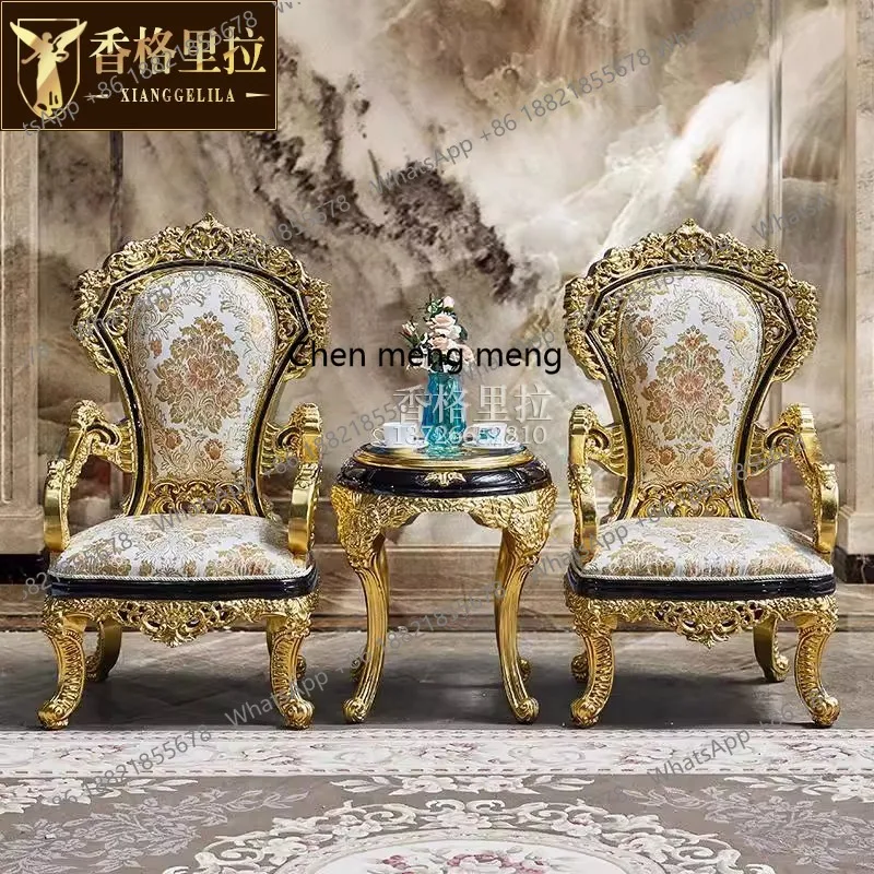 Gold foil dining chair European solid wood carving retro carved chair back armchair
Gold foil dining chair European solid wood carving retro carved chair back armchair