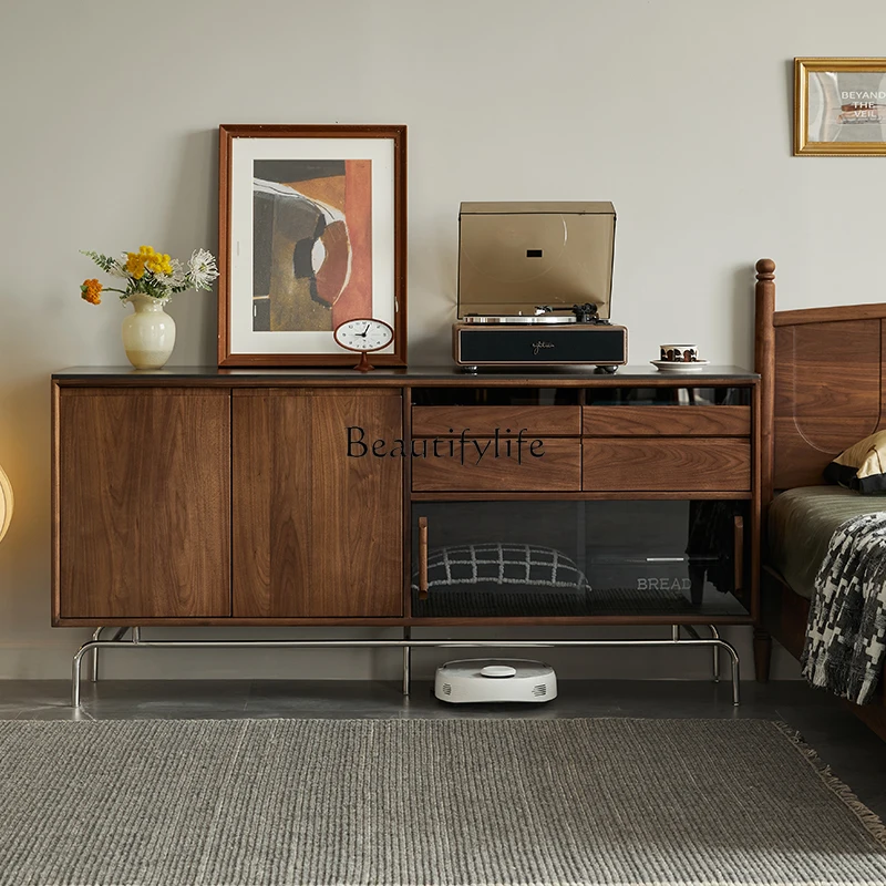 North American black walnut retro living room bedroom medium antique style bedside storage drawer cabinet
North American black walnut retro living room bedroom medium antique style bedside storage drawer cabinet