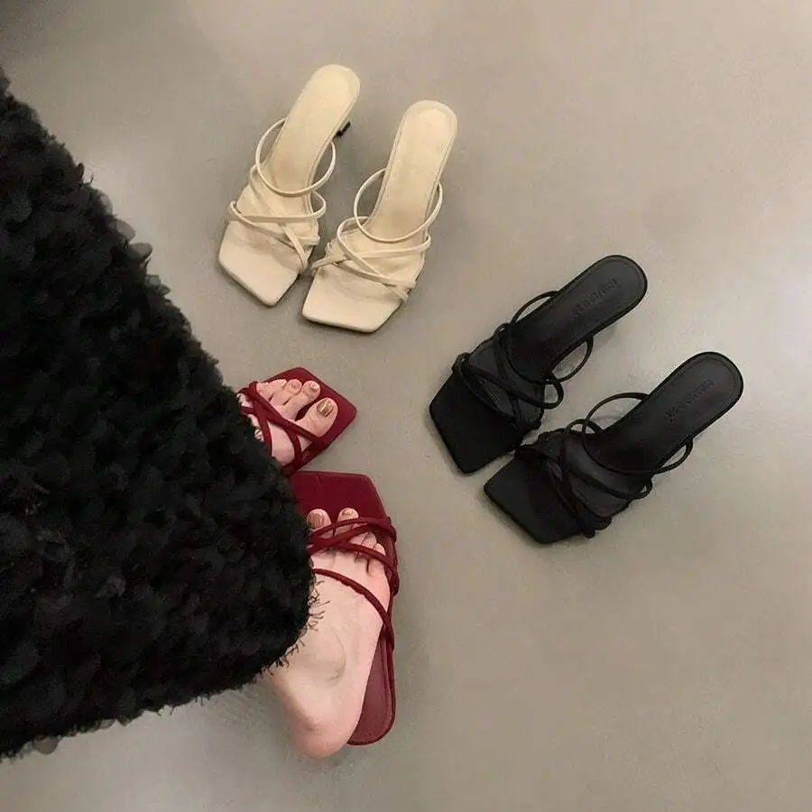 Womens Square Toe Cross Strap High Heel Sandals PU Upper Rubber Sole Slip On
Womens Square Toe Cross Strap High Heel Sandals PU Upper Rubber Sole Slip On