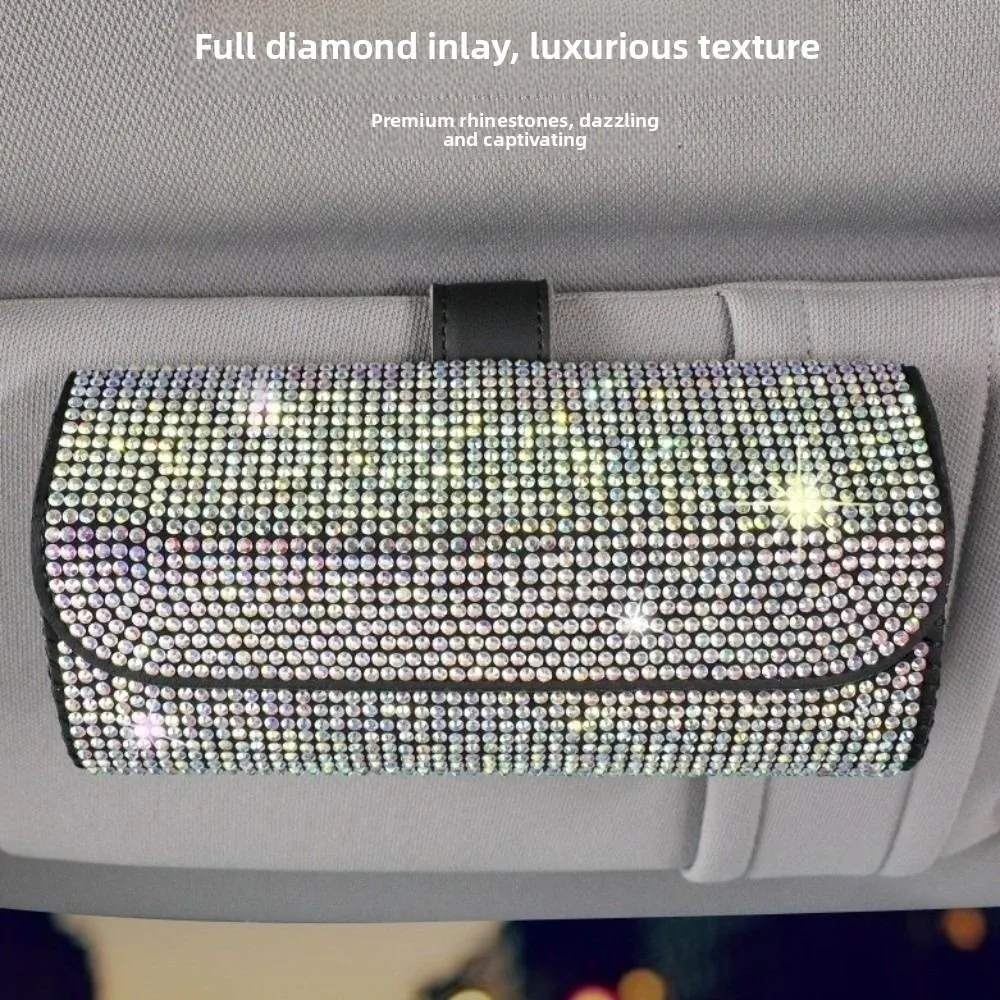 Bling Sun Visor Glasses Case Luxury PU Leather Car Eyeglasses Holder Rhinestone Crystal Sunglasses Storage Box Auto interior
Bling Sun Visor Glasses Case Luxury PU Leather Car Eyeglasses Holder Rhinestone Crystal Sunglasses Storage Box Auto interior