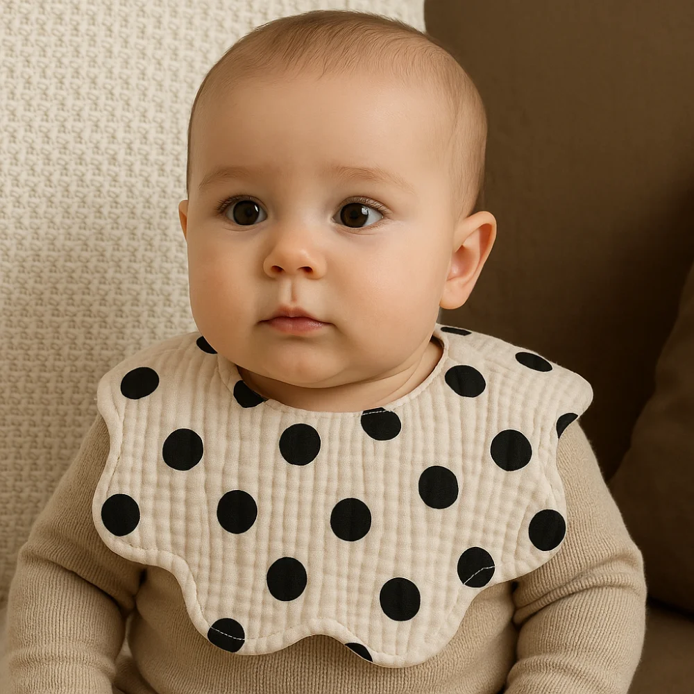 Feeding Anti-vomiting Bibs Cotton Yarn Waterproof Baby Drooling Bibs Round Neck Flower Shape Dotted Baby Cotton Bibs
Feeding Anti-vomiting Bibs Cotton Yarn Waterproof Baby Drooling Bibs Round Neck Flower Shape Dotted Baby Cotton Bibs