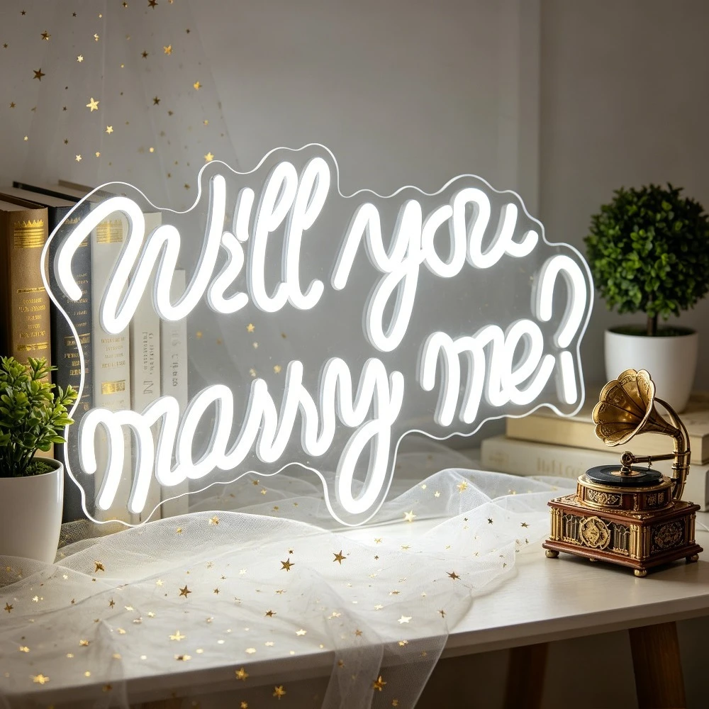 Will You Marry Me Neon Sign LED Night Light USB Rechargeable Romantic Wedding Proposal Decor Lamp for Bedroom Anniversary Gifts
Will You Marry Me Neon Sign LED Night Light USB Rechargeable Romantic Wedding Proposal Decor Lamp for Bedroom Anniversary Gifts