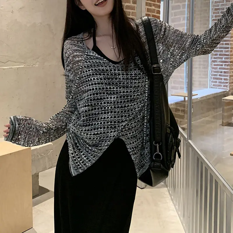 Loose Knit Sweater Long Sleeve Cover Up Women Spring Summer New Design Slit Sunscreen Women Top
Loose Knit Sweater Long Sleeve Cover Up Women Spring Summer New Design Slit Sunscreen Women Top