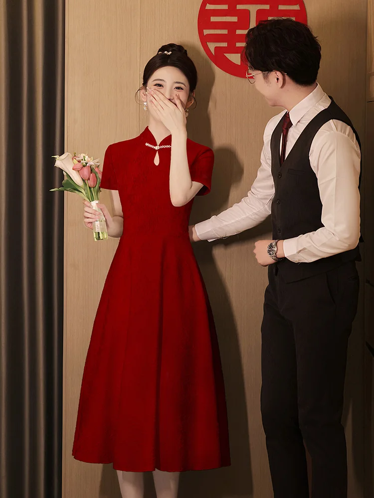 Elegant Red Chinese Style Wedding Dress for Short Women Engagement Party Bridal Gown Polyester Fiber Breathable
Elegant Red Chinese Style Wedding Dress for Short Women Engagement Party Bridal Gown Polyester Fiber Breathable