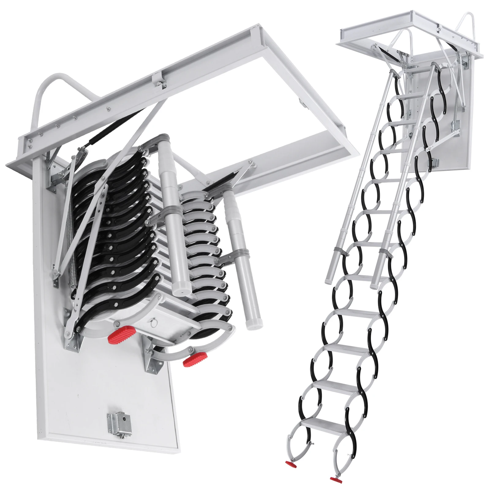 Carbon Steel Attic Staircases with Handrails Space-Saving Collapsible Stair 660LBS Capacity Pull Down System for Rough Opening
Carbon Steel Attic Staircases with Handrails Space-Saving Collapsible Stair 660LBS Capacity Pull Down System for Rough Opening