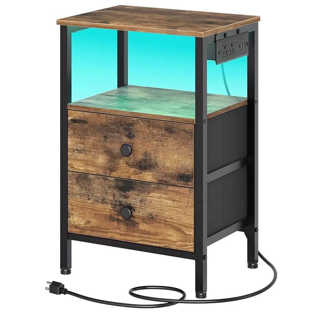 Nightstands With Charging Station, Night Stand With Led Lights, Side Table With 2 Non-Woven Drawers, End Table Bedroom, Bedside
Nightstands With Charging Station, Night Stand With Led Lights, Side Table With 2 Non-Woven Drawers, End Table Bedroom, Bedside