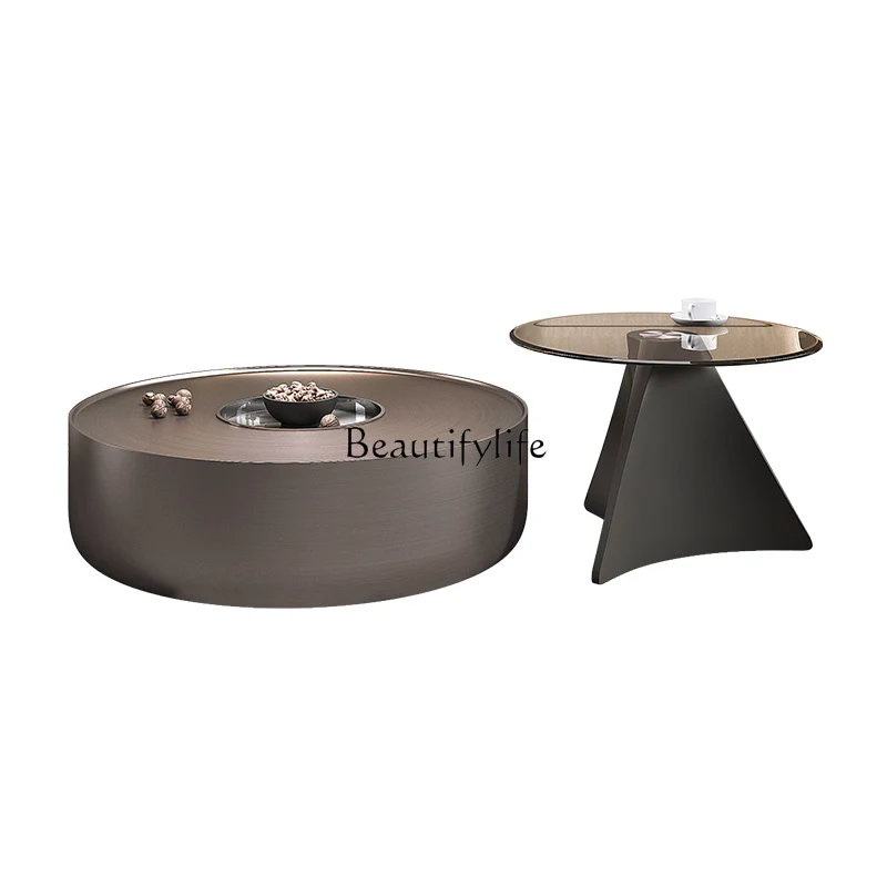 Light luxury high-end large and small round coffee table combination small apartment bronze round coffee table
Light luxury high-end large and small round coffee table combination small apartment bronze round coffee table