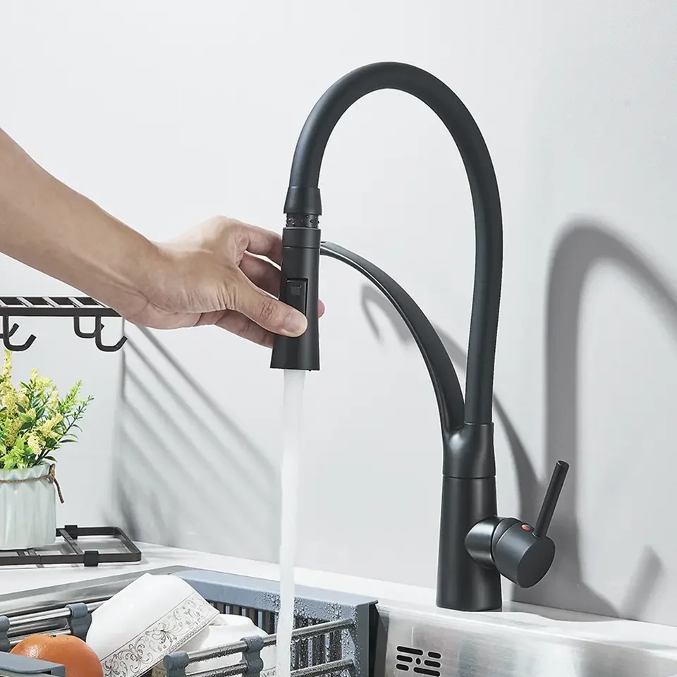 Кухонный смеситель для раковины, черный кран, кухонные смесители, смеситель для горячей и холодной воды, бытовые смесители для умывальника с одной ручкой
Кухонный смеситель для раковины, черный кран, кухонные смесители, смеситель для горячей и холодной воды, бытовые смесители для умывальника с одной ручкой
