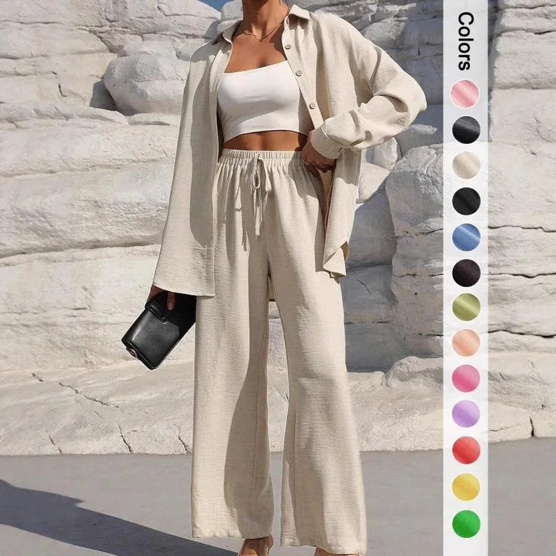 Spring Summer Women Matching Sets Shirts Blouses Solid Color Long Cardigan Pants Trousers Outfits Suits Tracksuits Casual
Spring Summer Women Matching Sets Shirts Blouses Solid Color Long Cardigan Pants Trousers Outfits Suits Tracksuits Casual
