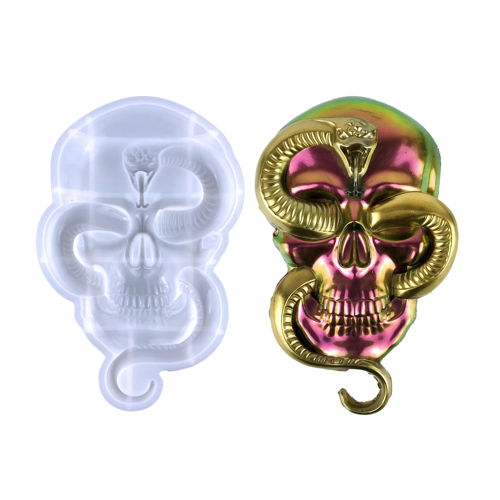 Diy Epoxy Resin Mould Semi-Dimensional Snake Skull Silicone Mould Halloween Wall Decoration Concrete Plaster Mould
Diy Epoxy Resin Mould Semi-Dimensional Snake Skull Silicone Mould Halloween Wall Decoration Concrete Plaster Mould