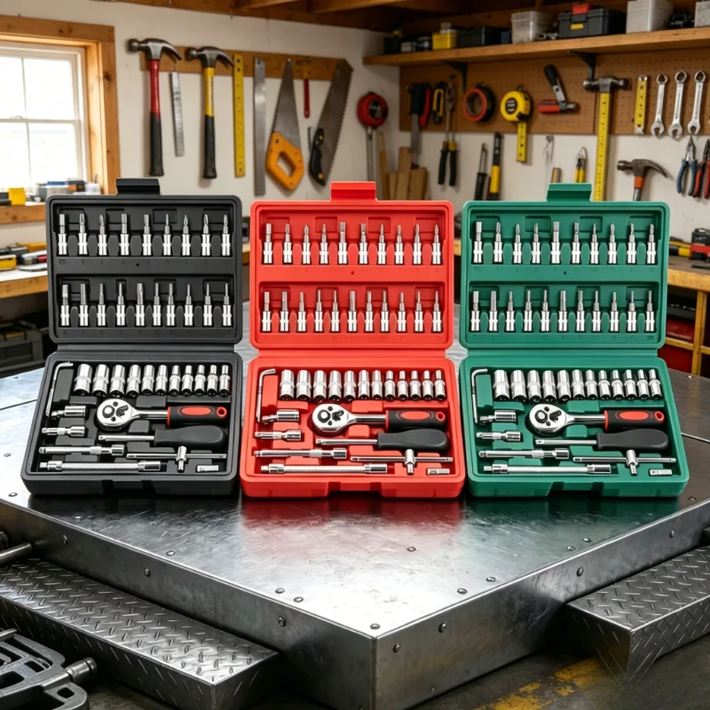 46Pcs 1/4 Inch Socket Wrench Set, Red Black Green 3 Colors, Portable Ratchet Tool Kit for Auto and Home Daily Repair
46Pcs 1/4 Inch Socket Wrench Set, Red Black Green 3 Colors, Portable Ratchet Tool Kit for Auto and Home Daily Repair