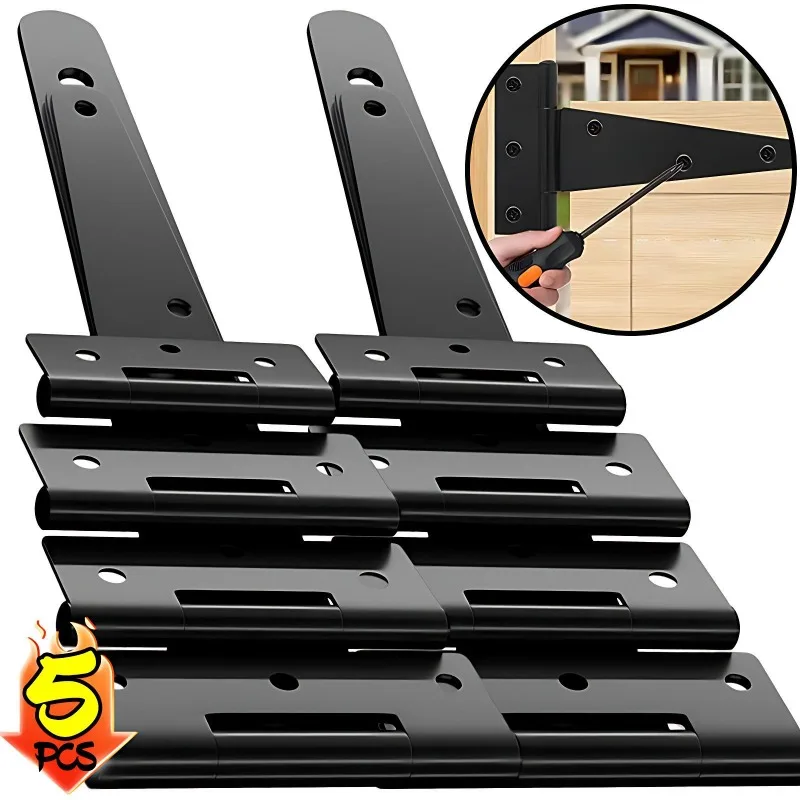 5/1Sets Heavy Duty Black T Shape Iron Hinges Galvanized Door Gate Hardware Hinges Shed Cabinet Barn Room Strap Hinge with Screw
5/1Sets Heavy Duty Black T Shape Iron Hinges Galvanized Door Gate Hardware Hinges Shed Cabinet Barn Room Strap Hinge with Screw
