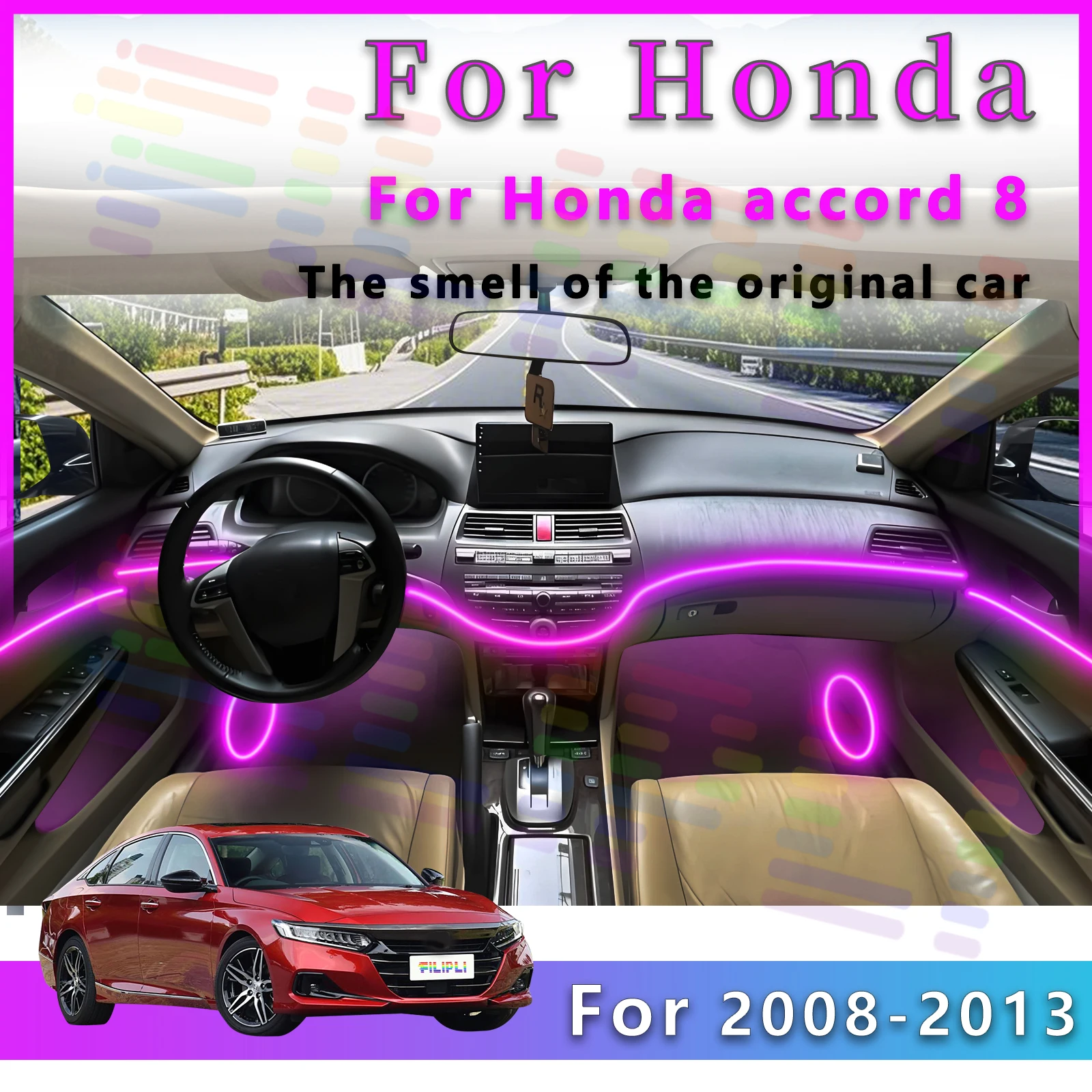 Для Honda Accord 8-го поколения, украшение интерьера, 64 цвета, светодиодная акриловая лампа, полоса с приложением, регулируемые эффекты окружающего освещения
Для Honda Accord 8-го поколения, украшение интерьера, 64 цвета, светодиодная акриловая лампа, полоса с приложением, регулируемые эффекты окружающего освещения