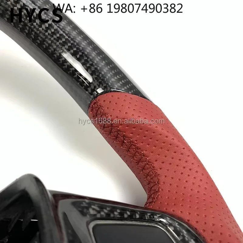 Red Peorated Leather Carbon Fiber Steering Wheel, Off-road Sport Style, Auto Interior Tuning Accessories
Red Peorated Leather Carbon Fiber Steering Wheel, Off-road Sport Style, Auto Interior Tuning Accessories