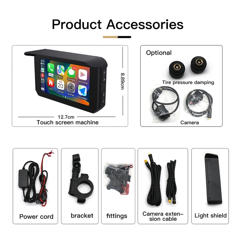 5 Inch Motorcycle Display Wireless Carplay Android Portable Navigation GPS Screen Dual Camera Tire Pressure Monitor Kits
5 Inch Motorcycle Display Wireless Carplay Android Portable Navigation GPS Screen Dual Camera Tire Pressure Monitor Kits