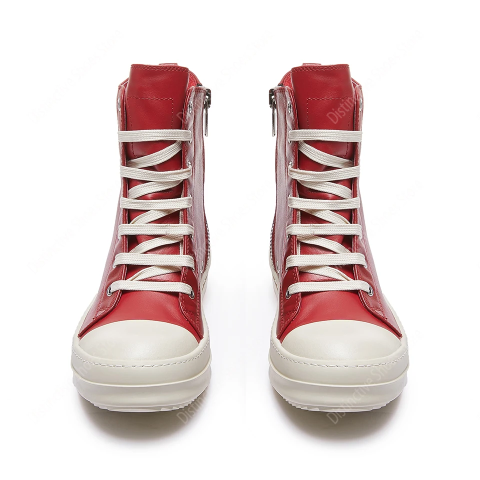 Red Leather High Top Zipper Shoes Men Casual Lace Up Boots Platform Streetwear Sneakers Women Luxury Fashion Ankle Boots
Red Leather High Top Zipper Shoes Men Casual Lace Up Boots Platform Streetwear Sneakers Women Luxury Fashion Ankle Boots