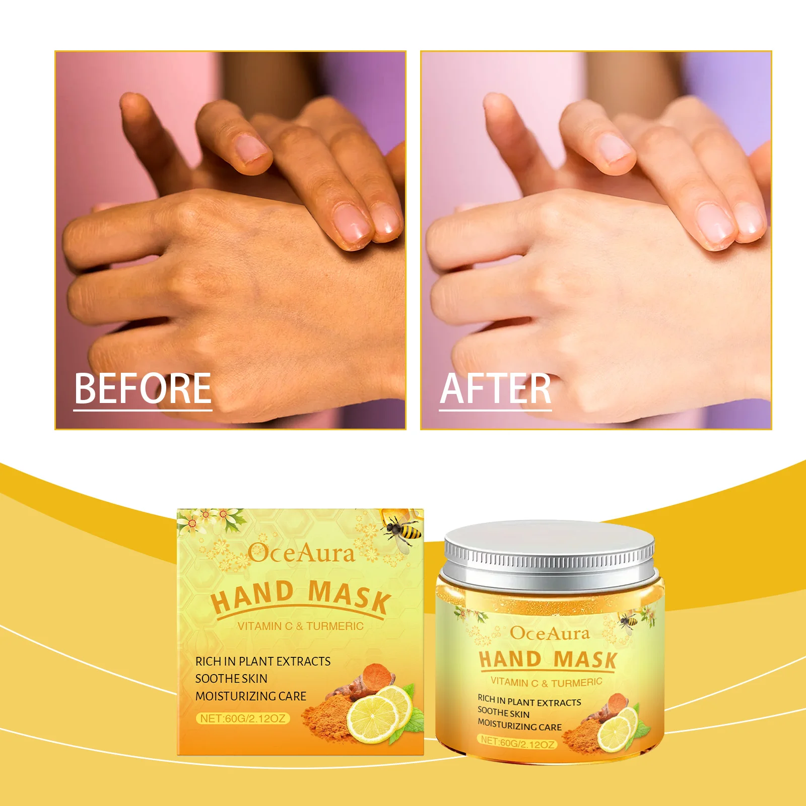 Vitamin C & Turmeric Hand Wax Mask Exfoliates Repairs Cracks Nourishes Moisturizes Cleanses Pores Freshens Scent Brightens Skin
Vitamin C & Turmeric Hand Wax Mask Exfoliates Repairs Cracks Nourishes Moisturizes Cleanses Pores Freshens Scent Brightens Skin