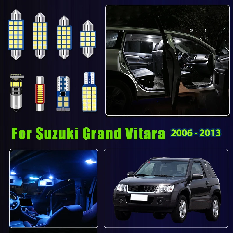 Для Suzuki Grand Vitara Grand Nomade Escudo 2006-2013: Комплект из 12 светодиодных ламп для внутреннего освещения салона автомобиля
Для Suzuki Grand Vitara Grand Nomade Escudo 2006-2013: Комплект из 12 светодиодных ламп для внутреннего освещения салона автомобиля
