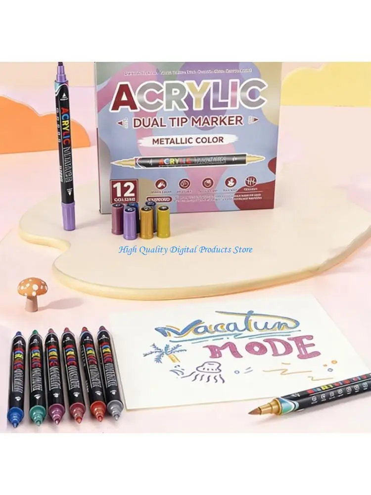 U2JE 12 Color Metallic Acrylic Marker Waterproof Double Headed Acrylic Paint Pen for Model Painting Card Making Coloring
U2JE 12 Color Metallic Acrylic Marker Waterproof Double Headed Acrylic Paint Pen for Model Painting Card Making Coloring