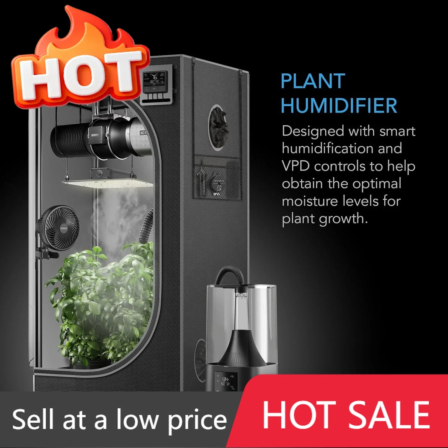 CLOUDFORGE T3, Plant Humidifier 4.5L with VPD Humidity Controls, 10-Level Precision Vaporizer, Extendable Targeting Hose
CLOUDFORGE T3, Plant Humidifier 4.5L with VPD Humidity Controls, 10-Level Precision Vaporizer, Extendable Targeting Hose