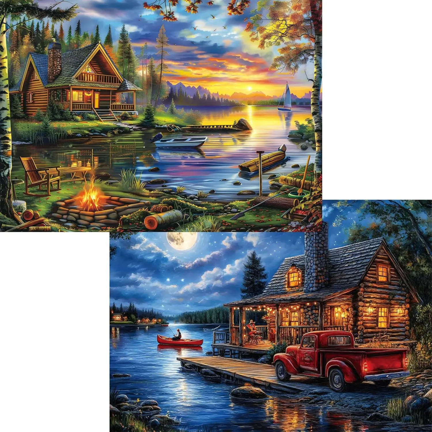 1000 Piece Jigsaw Puzzles 2 Pack, Lake and Night View, Nature Scenery for Adults
1000 Piece Jigsaw Puzzles 2 Pack, Lake and Night View, Nature Scenery for Adults