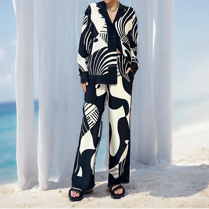 2025 European and American Women's Clothing New Style Trendy Lazy Style Printed Shirt Long Sleeve Fashion Set Women's Two Piece
2025 European and American Women's Clothing New Style Trendy Lazy Style Printed Shirt Long Sleeve Fashion Set Women's Two Piece