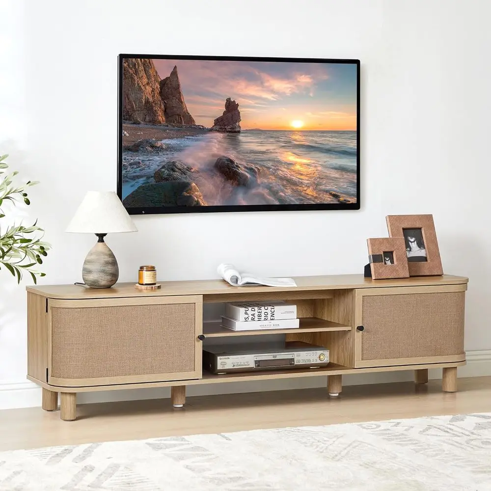 Modern 70 TV Stand, Curved Profile Entertainment Center with Storage, Suitable for Living Room or Bedroom, Natural Linen Finish
Modern 70 TV Stand, Curved Profile Entertainment Center with Storage, Suitable for Living Room or Bedroom, Natural Linen Finish