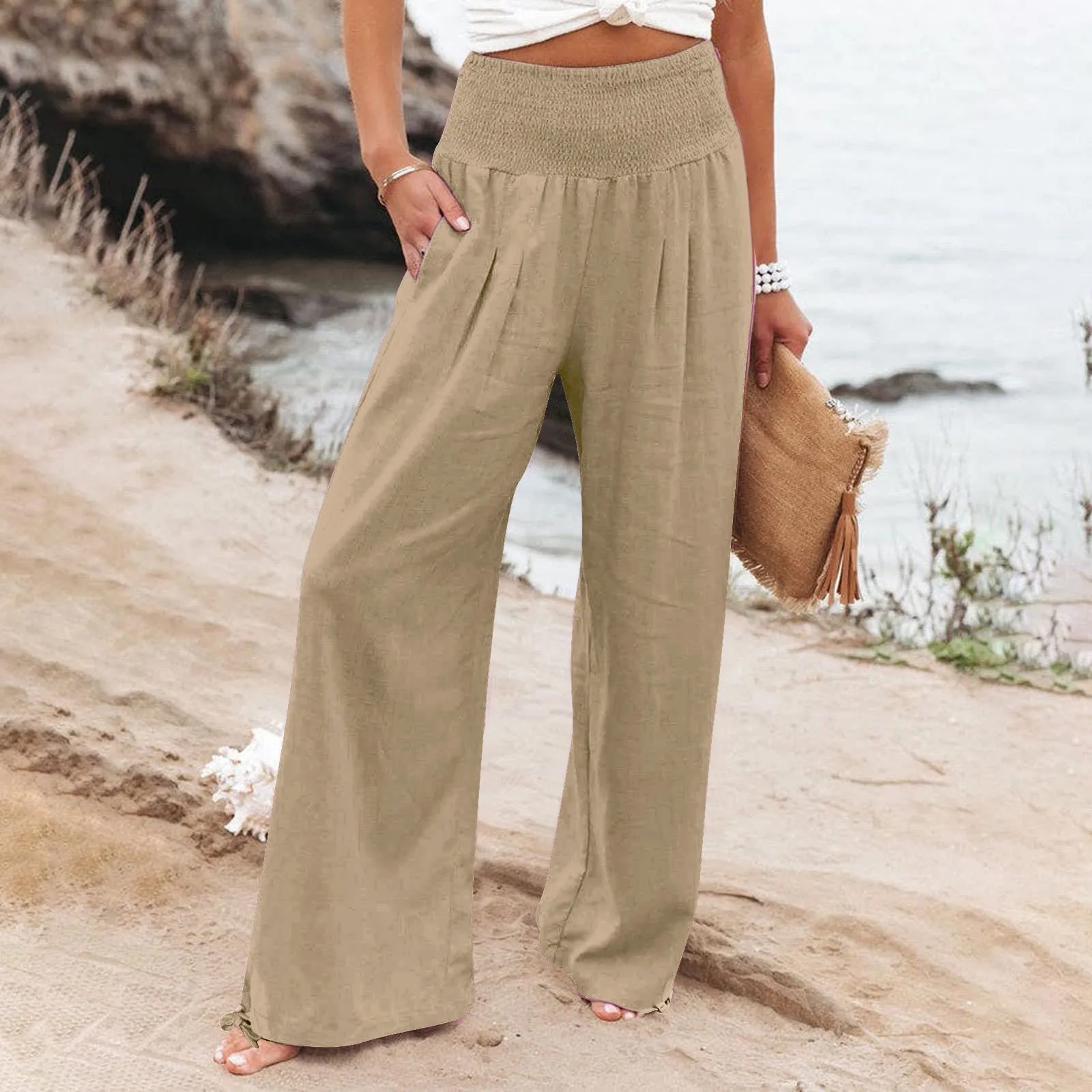 The New 2024 Women's Pants Wrinkled Cotton Linen Wide-leg Sweatpants Solid Color Mid-waist Casual Soft Comfort Trousers
The New 2024 Women's Pants Wrinkled Cotton Linen Wide-leg Sweatpants Solid Color Mid-waist Casual Soft Comfort Trousers