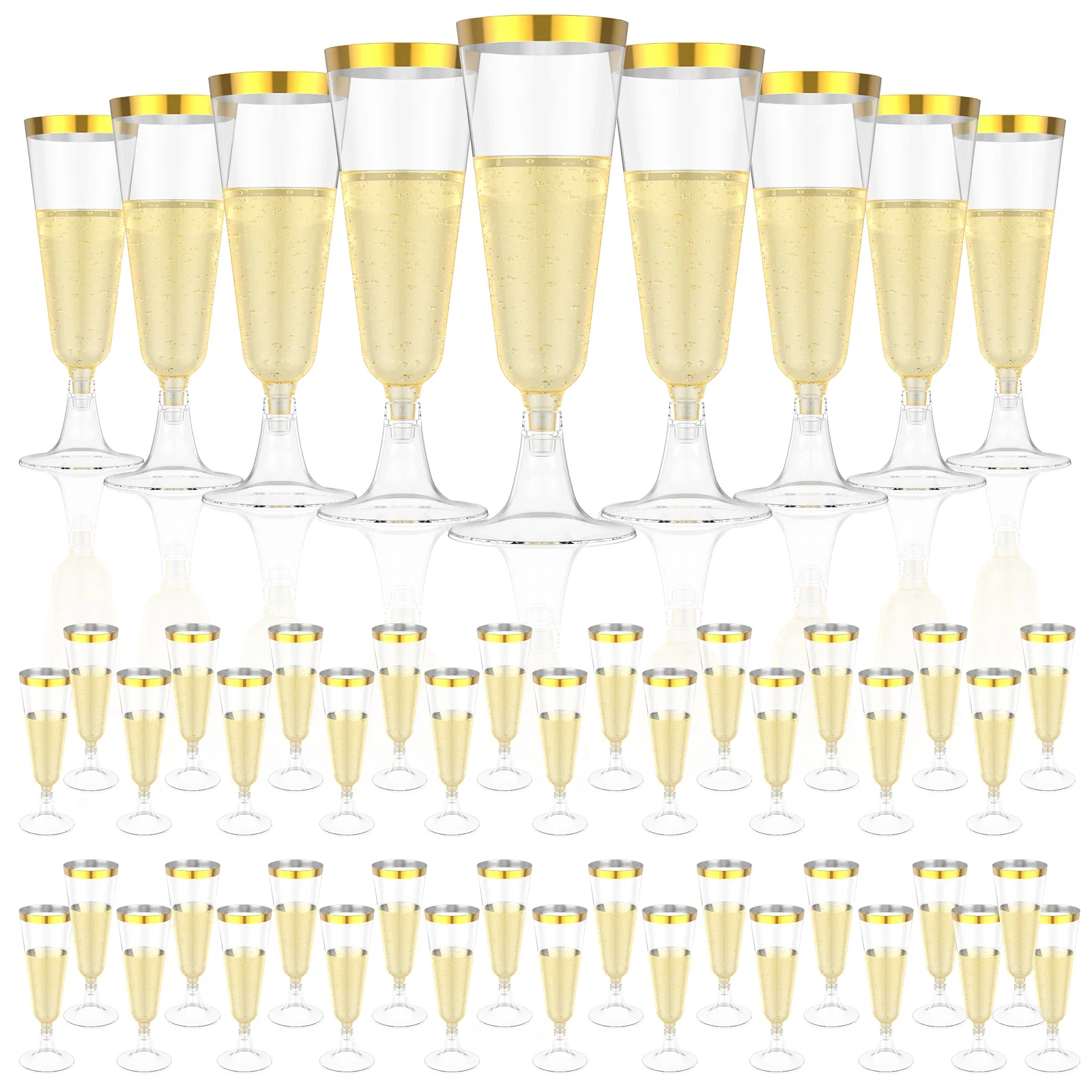 50Pcs Plastic Champagne Flutes Gold Trim Champagne Flute Easy to Grip Mimosa Glasses for Weddings Parties Cocktail Cups
50Pcs Plastic Champagne Flutes Gold Trim Champagne Flute Easy to Grip Mimosa Glasses for Weddings Parties Cocktail Cups