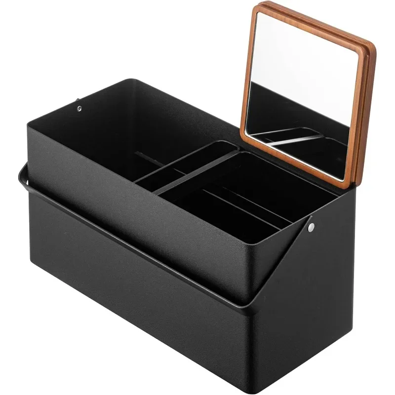 Tower Large Makeup Organizer Cosmetic Caddy with Handle Vanity Storage Drawer with Lid - Steel + Wood -, Black
Tower Large Makeup Organizer Cosmetic Caddy with Handle Vanity Storage Drawer with Lid - Steel + Wood -, Black