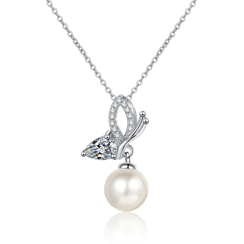 S925 Sterling Silver Moissanite 8mm Pearl Necklace Women Butterfly Wing Pendant Women
S925 Sterling Silver Moissanite 8mm Pearl Necklace Women Butterfly Wing Pendant Women