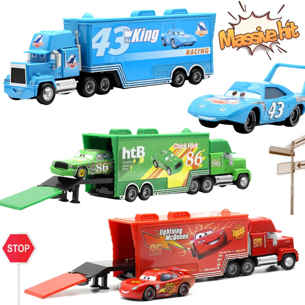 @Cars 2 Disney Pixar Racing 1 3 Toy Lightning McQueen Chick Hicks' Hauler The King's Hauler Collection Die Metal Model kids Gift
@Cars 2 Disney Pixar Racing 1 3 Toy Lightning McQueen Chick Hicks' Hauler The King's Hauler Collection Die Metal Model kids Gift