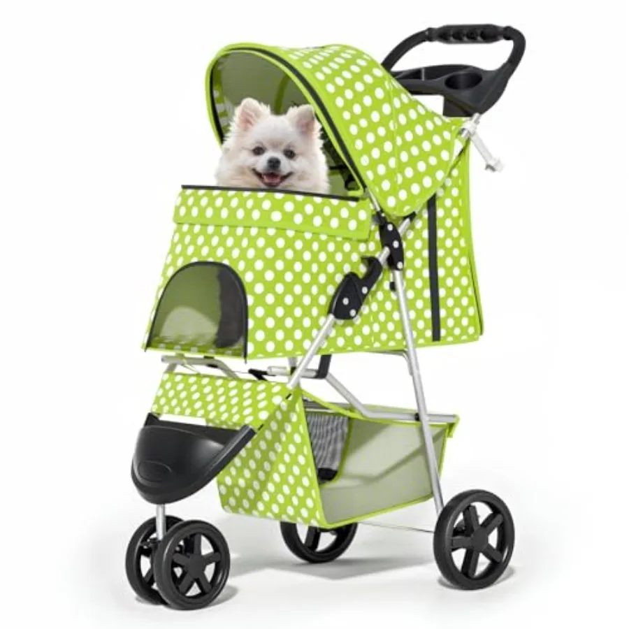 Pet stroller for small/medium dogs and cats: 3-wheel foldable jogger with storage basket and cup holder, lightweight aluminum f
Pet stroller for small/medium dogs and cats: 3-wheel foldable jogger with storage basket and cup holder, lightweight aluminum f