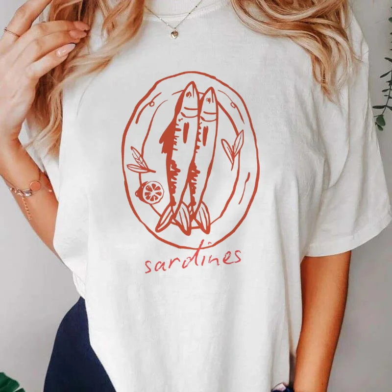 T-Shirt Casual Short Sleeve Summer Travel Top Printed Cute Red Sardine Casual Women's Regular Cartoon Fashionable Beach T-Shirt
T-Shirt Casual Short Sleeve Summer Travel Top Printed Cute Red Sardine Casual Women's Regular Cartoon Fashionable Beach T-Shirt