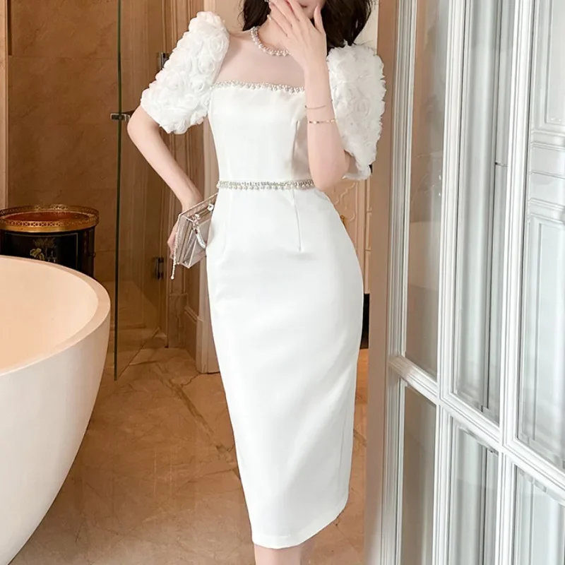 White Beading Women Dress Bodycon Split O-neck Runway Design Evening Party Dresses Lady High Waisted Luxury Design Clothing
White Beading Women Dress Bodycon Split O-neck Runway Design Evening Party Dresses Lady High Waisted Luxury Design Clothing
