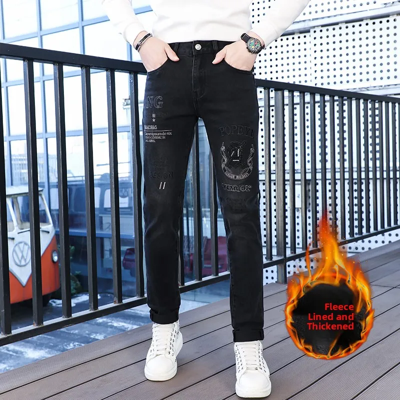 High-End Embroidered Fce Lined Thi Bla Jeans Men's Winter Trendy Slim Fit Bootcut Elastic Long Trousers Youth Casual C...
High-End Embroidered Fce Lined Thi Bla Jeans Men's Winter Trendy Slim Fit Bootcut Elastic Long Trousers Youth Casual C...
