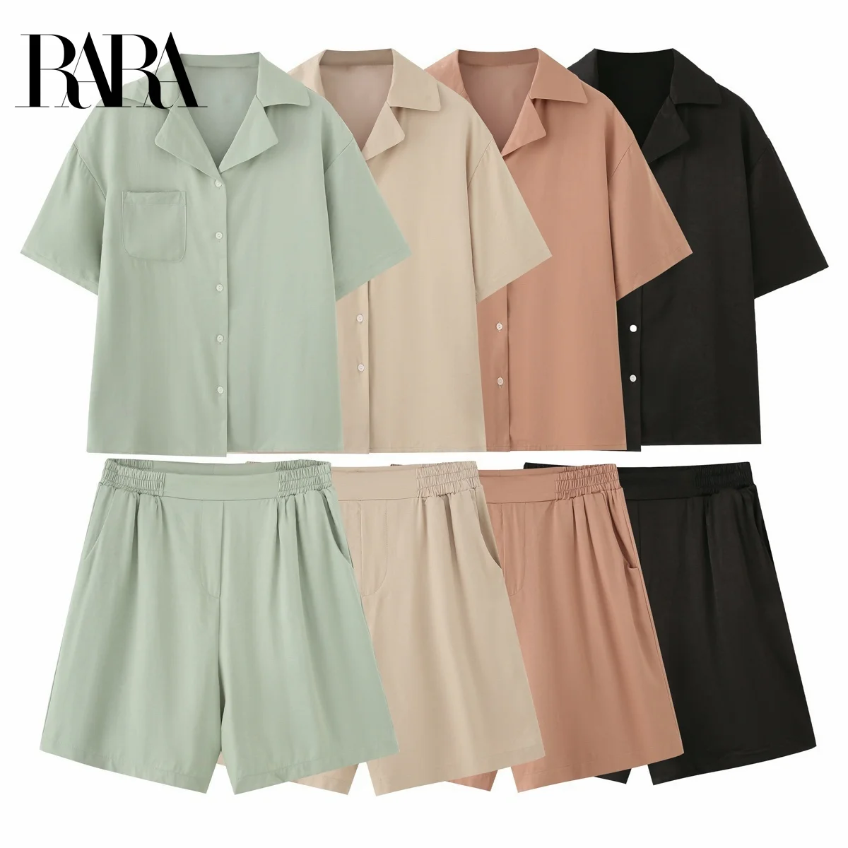 RARA 2025 Womens Short Sleeve Lapel Collar Button Down Shirt with Pocket and Elastic Waist Shorts Set for Daily Wear
RARA 2025 Womens Short Sleeve Lapel Collar Button Down Shirt with Pocket and Elastic Waist Shorts Set for Daily Wear