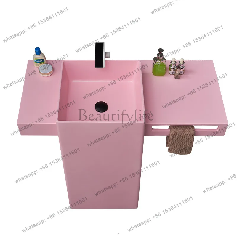 Creative integrated column basin Floor-to-ceiling artificial stone washbasin Bathroom pink square vertical washbasin
Creative integrated column basin Floor-to-ceiling artificial stone washbasin Bathroom pink square vertical washbasin