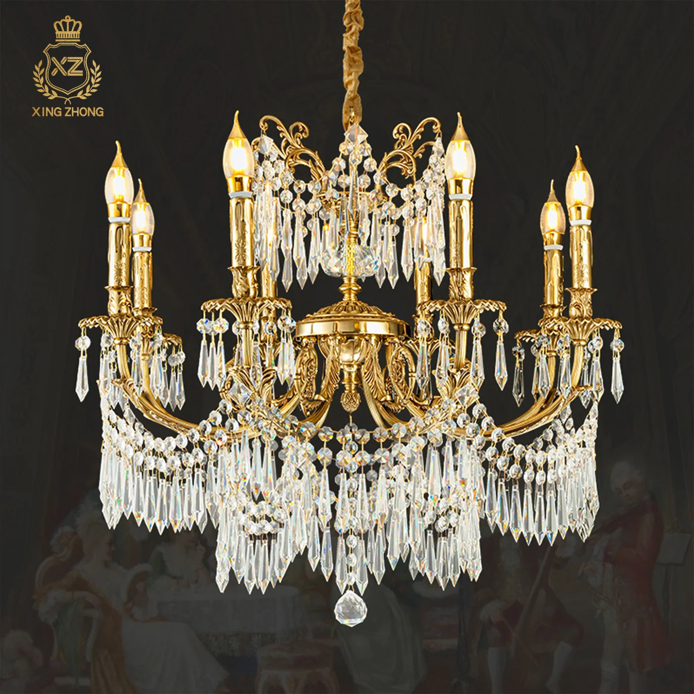 French Neo Classic Luxury Decor Villa Hotel Crystal Chandelier Living Room Dining Room Banquet Hall Brass Candle Pendant Lamp
French Neo Classic Luxury Decor Villa Hotel Crystal Chandelier Living Room Dining Room Banquet Hall Brass Candle Pendant Lamp