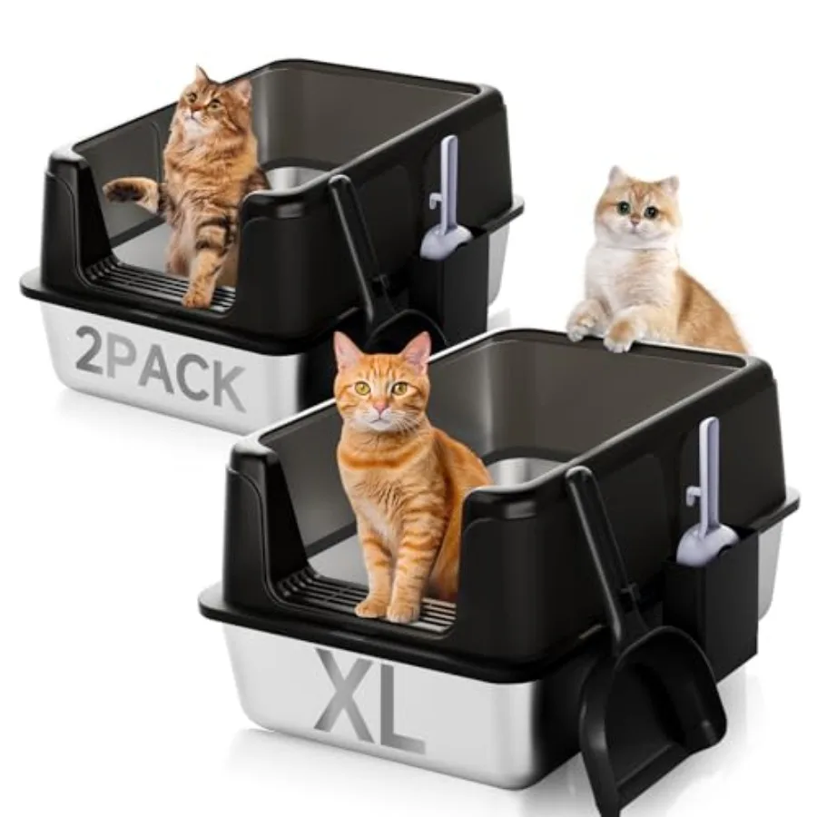 2PACK Stainless Steel Litter Box, Extra Large XL Odor Free Metal Litter Box with High Sides, Open Top Litter Pan Include Scoop
2PACK Stainless Steel Litter Box, Extra Large XL Odor Free Metal Litter Box with High Sides, Open Top Litter Pan Include Scoop