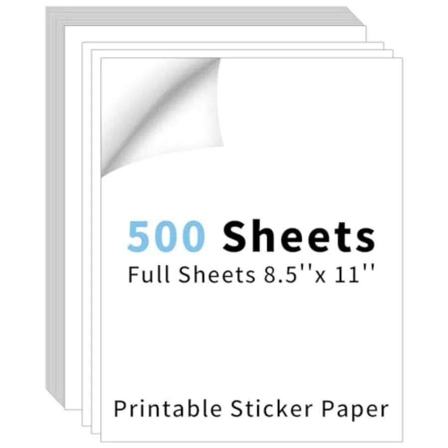 11''White Printable Sticker Paper, Full Sheet Label Mailing Shipping Address Label for Laser and Inkjet Printers
11''White Printable Sticker Paper, Full Sheet Label Mailing Shipping Address Label for Laser and Inkjet Printers