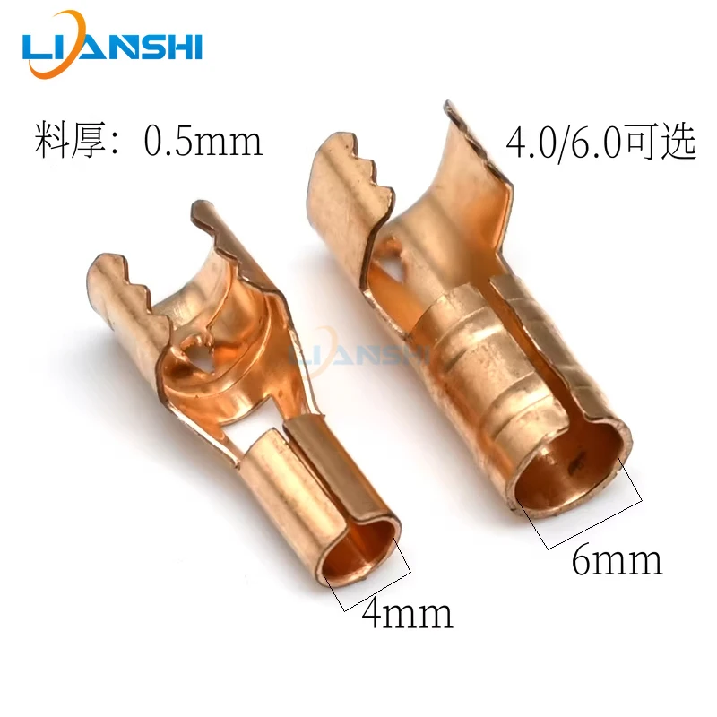 4.0/6.0mm Single Hole Spade Terminal Phosphor Copper Ignition Crimp Terminal for Car Automotive Wiring
4.0/6.0mm Single Hole Spade Terminal Phosphor Copper Ignition Crimp Terminal for Car Automotive Wiring
