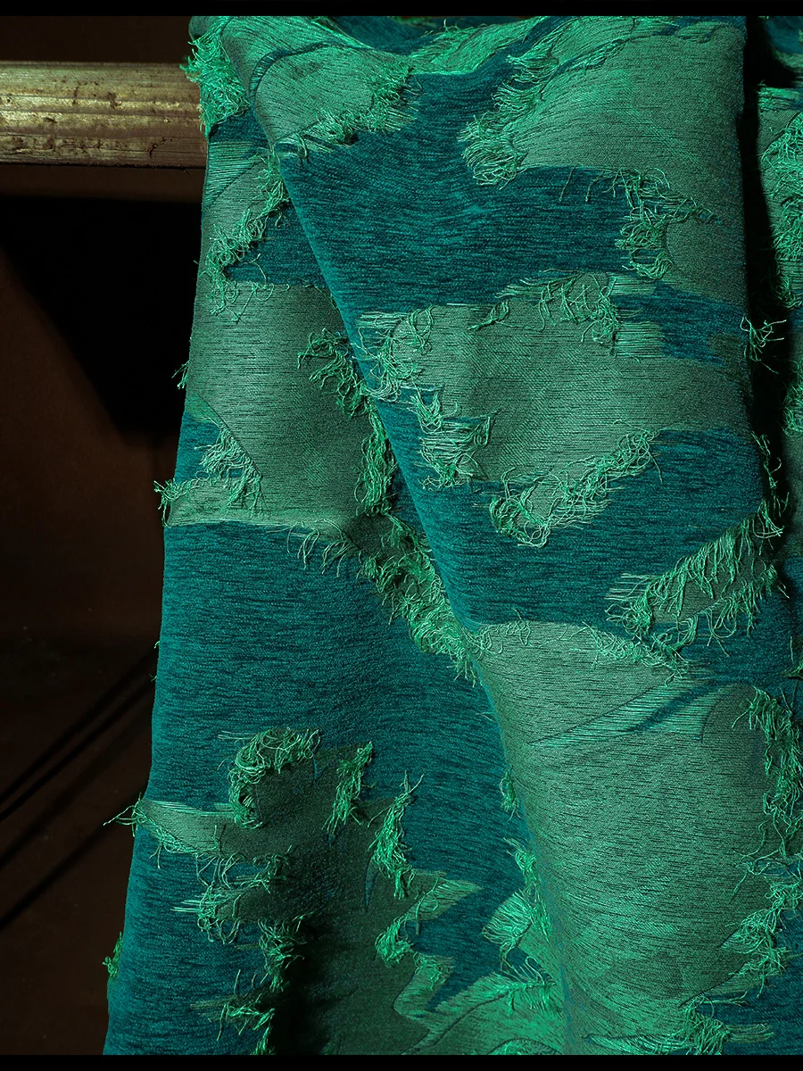 Green chenille hand-cut flower tassel three-dimensional relief texture style fabric large swing skirt set designer fabric
Green chenille hand-cut flower tassel three-dimensional relief texture style fabric large swing skirt set designer fabric