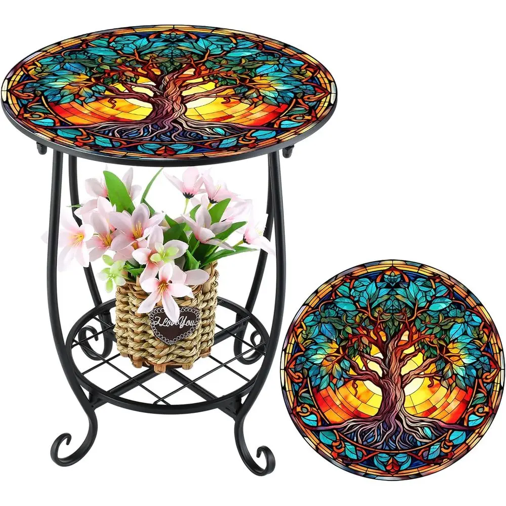 Round Small Mosaic Outdoor Side Table for Patio, Garden, Living Room, Bedroom - Tree Style, 14 Inch
Round Small Mosaic Outdoor Side Table for Patio, Garden, Living Room, Bedroom - Tree Style, 14 Inch