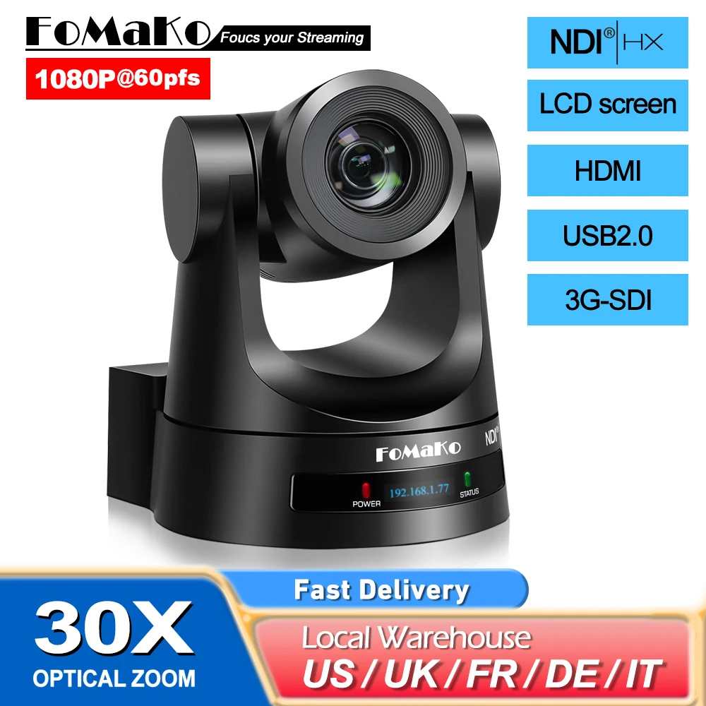 FoMaKo NDI Camera 20/30X Оптический зум NDI PTZ-камера HDMI 3G-SDI IP-камера PTZ для прямой трансляции для церковного поклонения Образовательное мероприятие
FoMaKo NDI Camera 20/30X Оптический зум NDI PTZ-камера HDMI 3G-SDI IP-камера PTZ для прямой трансляции для церковного поклонения Образовательное мероприятие